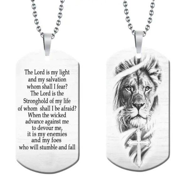 Diamond Gorilla Store Other - New Men's Necklace Pendant 2" Acrylic Made With Bible Quote and Lion Face Print